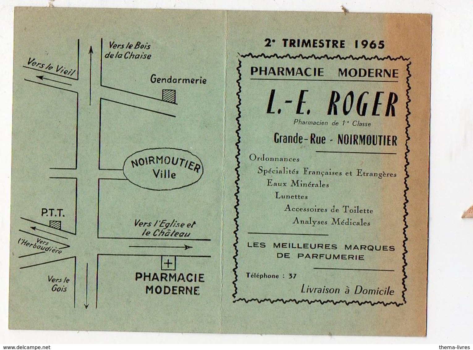 Noirmoutier -passage Du Gois  (85 Vendée) Horaire Des Marées  2e Trimestre 1965 (PPP8038) - Europe