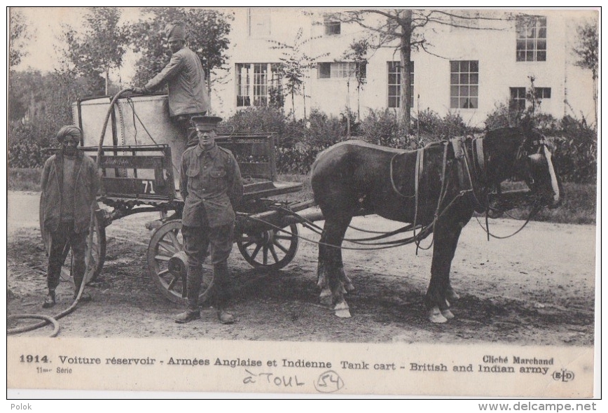 Bn - Cpa Voiture Réservoir - Armées Anglaise Et Indienne (à Toul - 54) - Materiale