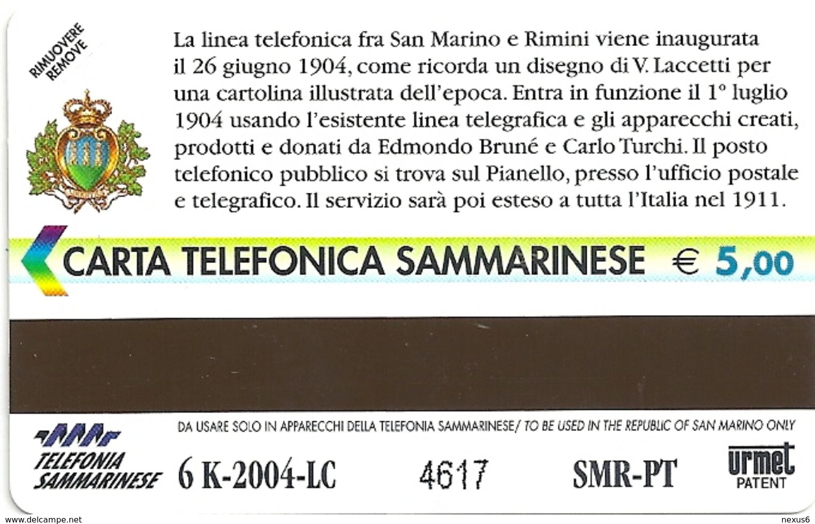 San Marino - 100 ° Anniv. Del Telefono - 5€, 05.2004, RSM-104 - 6.000ex, Mint - Saint-Marin