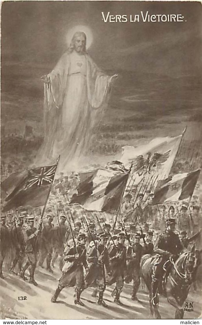- Themes - Ref-A471- Guerre 1914-18- Patriotique - Vers La Victoire - Les Allies Et Dieu - Drapeaux - Religion - Patriotiques