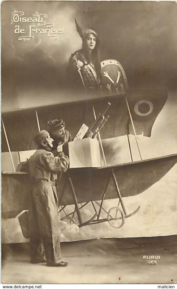 - Themes - Ref-A470- Guerre 1914-18- Patriotique - Oiseau De France - Avion - Aviateur - Aviation - Mitraillette - - Patriotiques