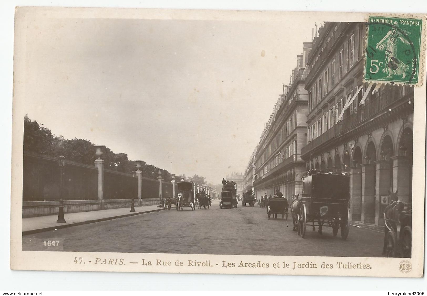 Paris 01 - La Rue De Rivoli Les Arcades Et Le Jardin Des Tuileries Ed Marque Rose 145 Rue Du Temple - 47 - Arrondissement: 01