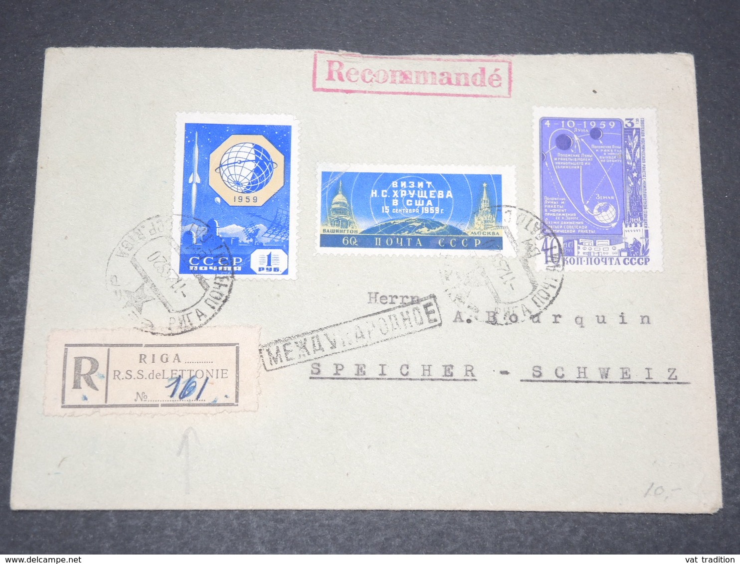 U.R.S.S. - Enveloppe En Recommandé De Riga Pour La Suisse En 1959 - L 15245 - Lettres & Documents