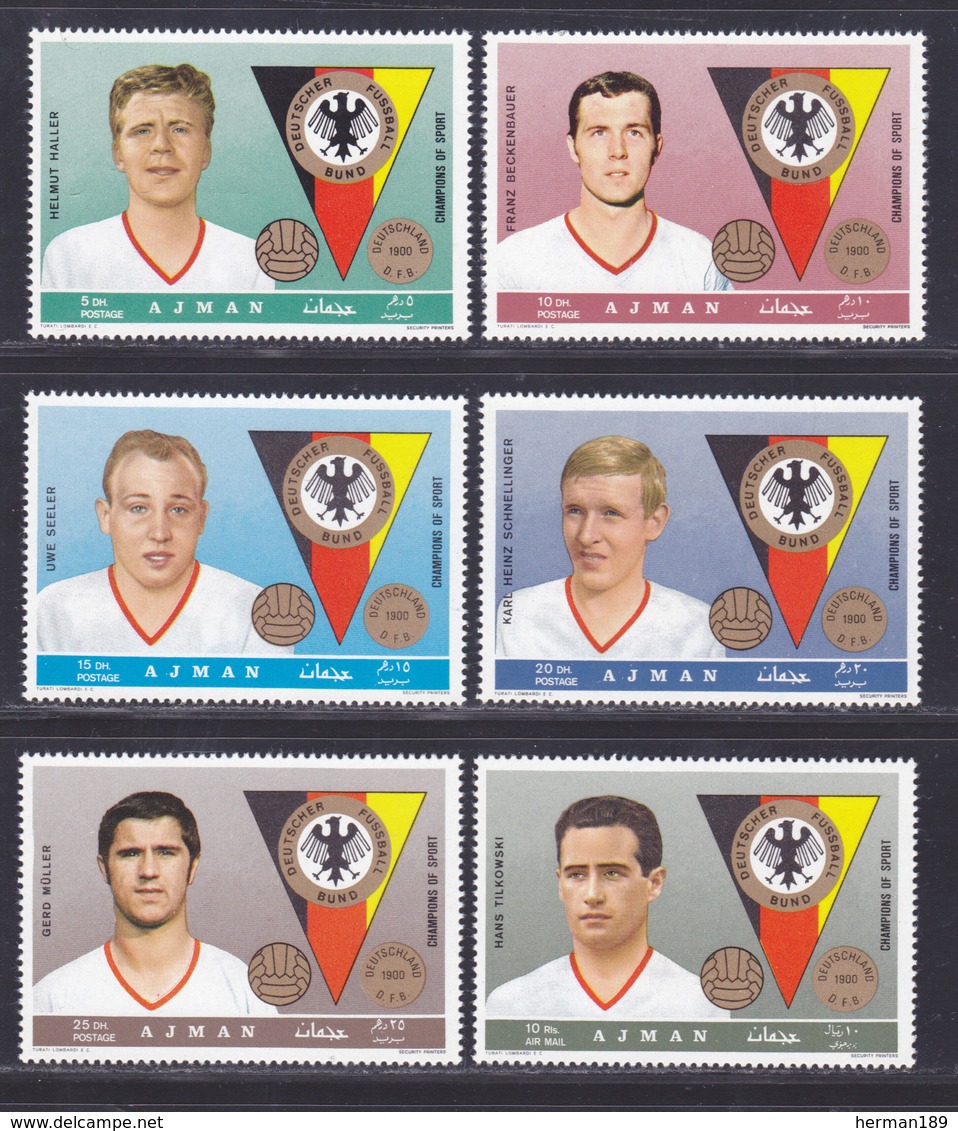 AJMAN N°  101, AERIENS N° 55 ** MNH Neufs Sans Charnière, 6 Valeurs, TB (D6202) Champions Allemands De Football - Ajman