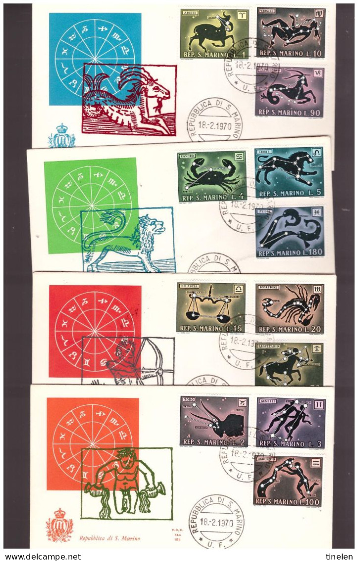 San Marino- 1970  4 Fdc Zodiaco ( Complet Set) - Astrologia