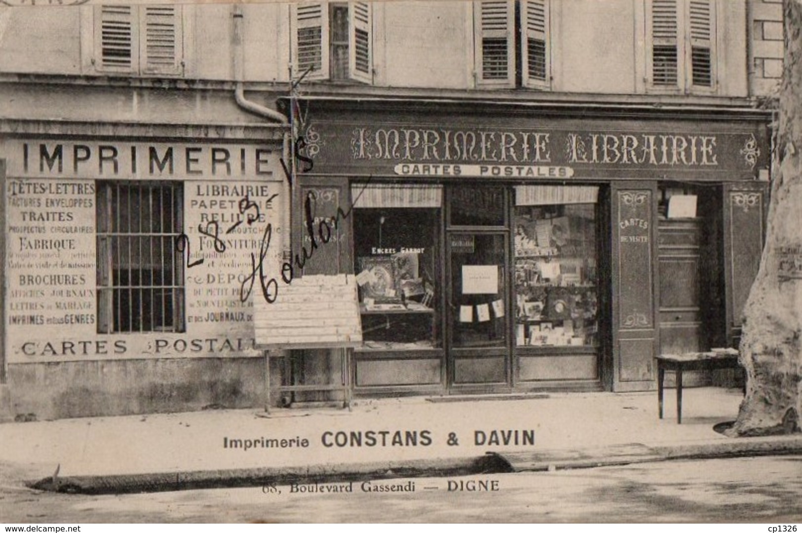 83Vte  04 Digne Imprimerie Librairie Cartes Postales Constans & Davin Devanture 68 Bd Gassendi - Digne