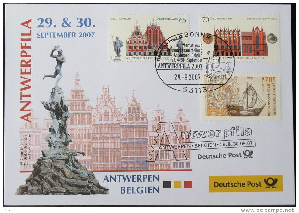 DEUTSCHLAND 2007 Antwerpfila Antwerpen 29.09.2007 Messebrief Deutsche Post - Briefe U. Dokumente