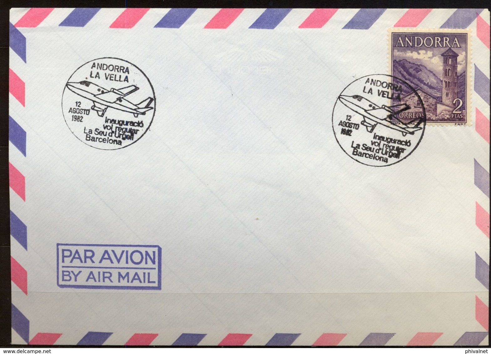 1982 , ANDORRA  , PRIMER VUELO REGULAR LA SEU D'URGELL - BARCELONA - Storia Postale