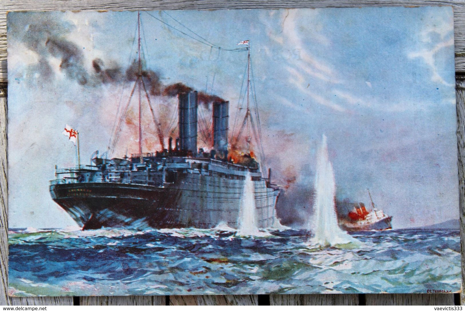 1856 CPA GUERRE 14 18 HMS CARMANIA  CROISEUR - Guerra 1914-18