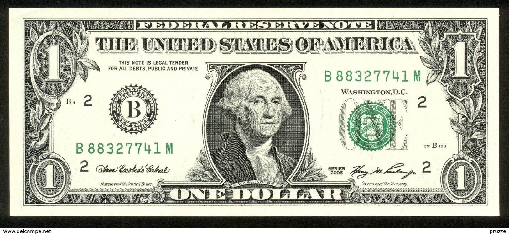 USA 2006, Federal Reserve Note, 1 $, One Dollar, B = New York, UNC -, Erhaltung I - - Bilglietti Della Riserva Federale (1928-...)