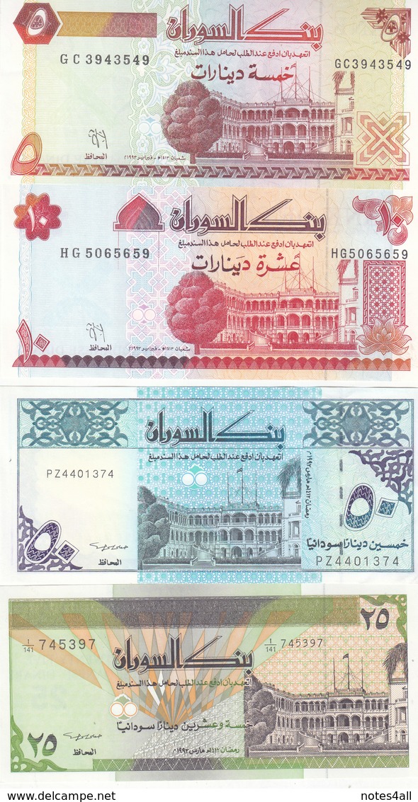 SUDAN 5 10 25 50 100 200 500 1000 2000 5000 DINARS 1992 2002 P-51 :63 SET 10 UNC - Sudan