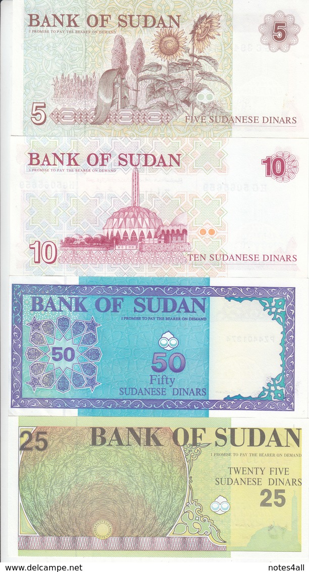 SUDAN 5 10 25 50 100 200 500 1000 2000 5000 DINARS 1992 2002 P-51 :63 SET 10 UNC - Soudan