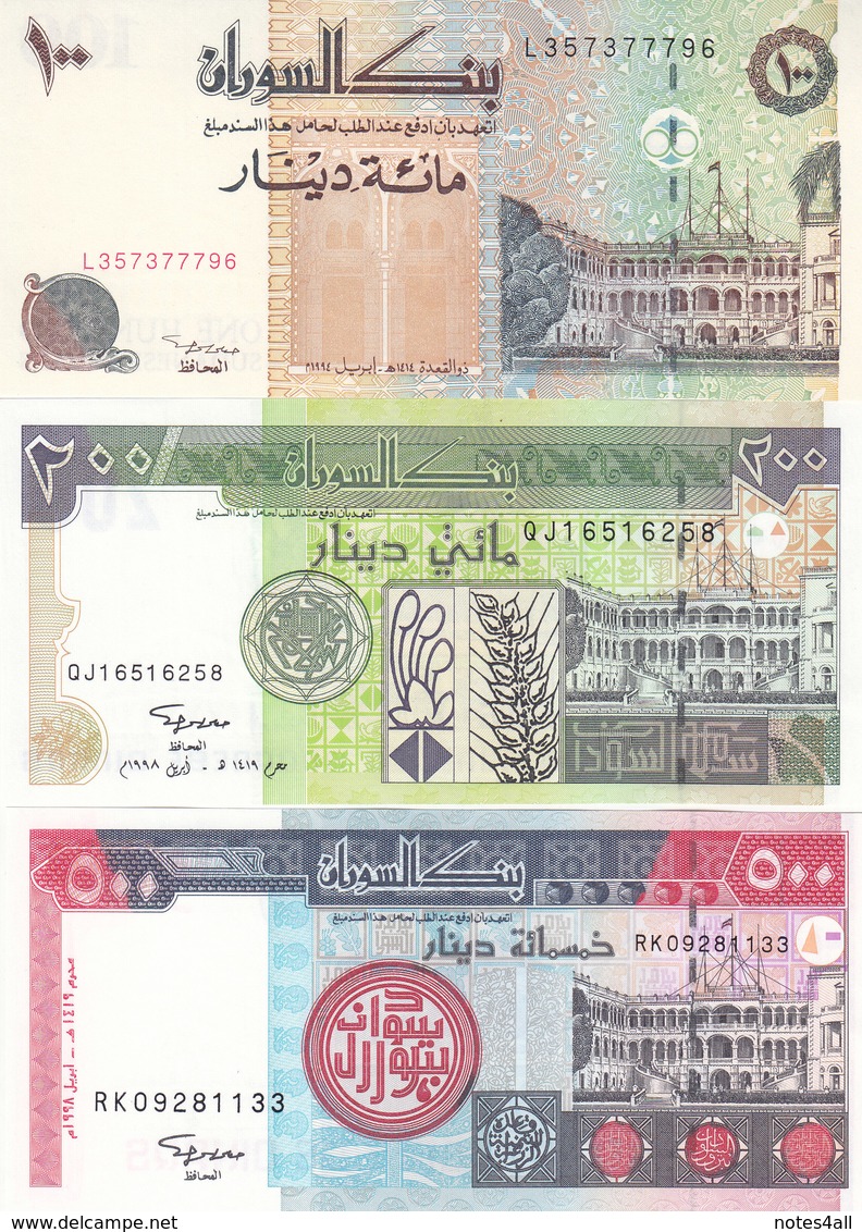 SUDAN 5 10 25 50 100 200 500 1000 2000 5000 DINARS 1992 2002 P-51 :63 SET 10 UNC - Sudan