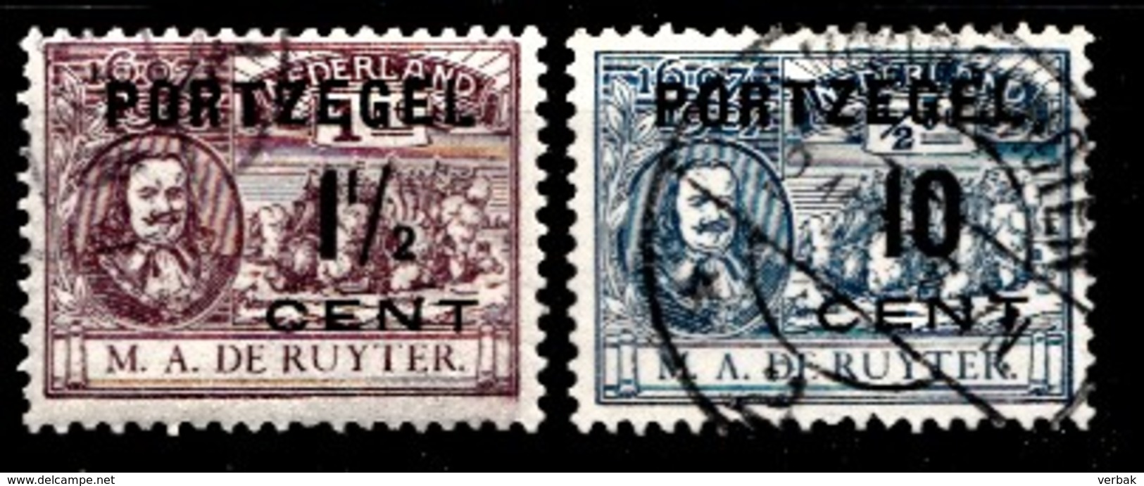 Pays-Bas 1907  Mi.nr: Mi.Nr: Porto 31 Und 36 Admiral De Ruyter  Oblitèré / Used / Gebruikt - Taxe