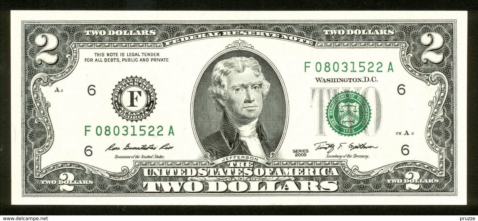 USA 2009, Federal Reserve Note, 2 $, Two Dollars, F = Atlanta, Georgia, F08031522A, UNC -, Erhaltung I - - Federal Reserve (1928-...)