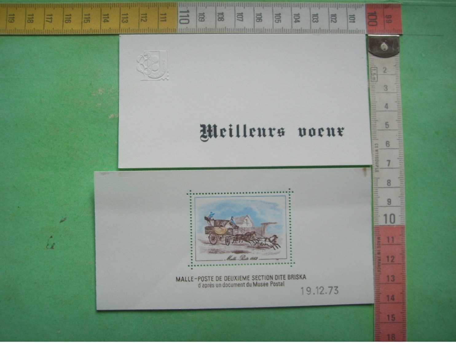 79) 2 Doc Musee Postal : Carte Meilleurs Voeux Et Malle Poste : 19 12 73 - Documents Of Postal Services