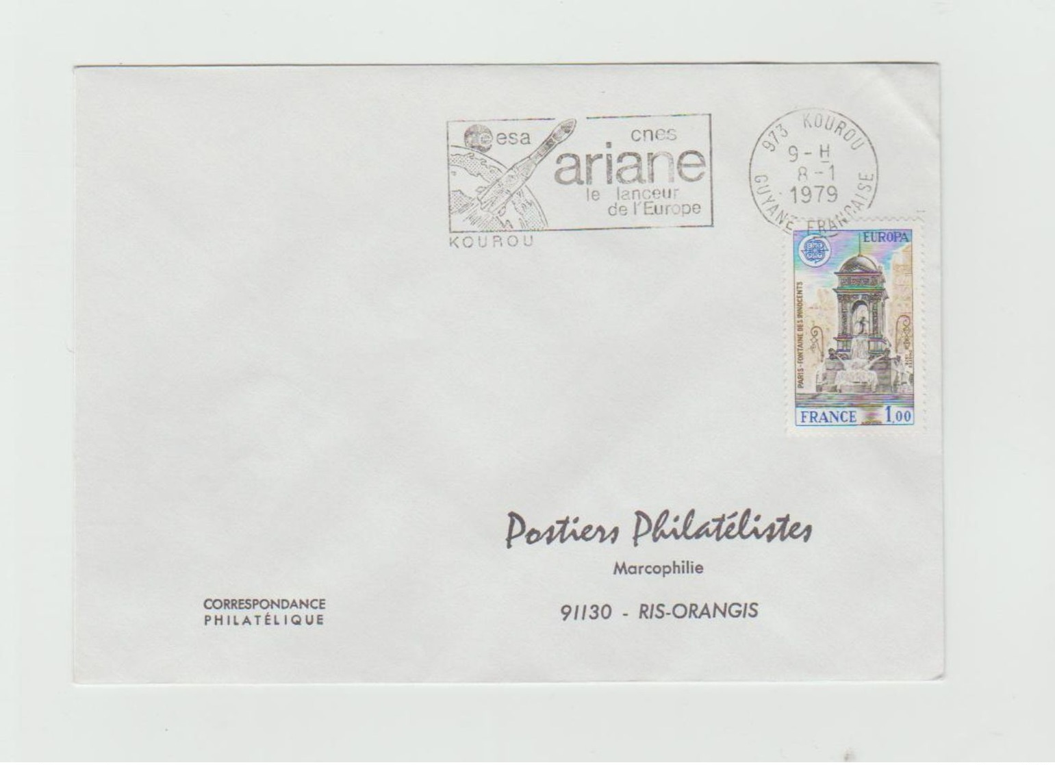 LSC 1979 - Cachet Et Flamme KOUROU 'Guyane Francaise) "esa Cnes Ariane Le Lanceur De L'Europe" Sut YT 2008 - Maschinenstempel (Werbestempel)