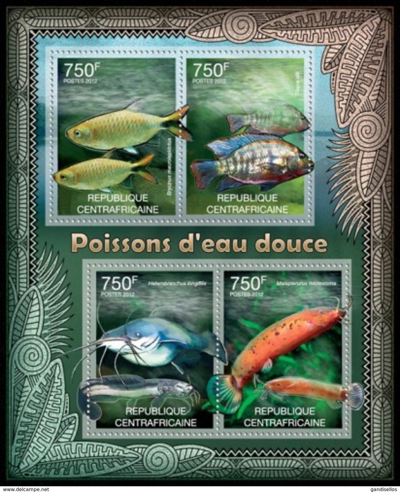 CENTRAFRICAINE 2012 SHEET FRESHWATER FISHES MARINE LIFE POISSONS EAU DOCE FRISCHWASSERFISCHE PECES Ca12206a - República Centroafricana