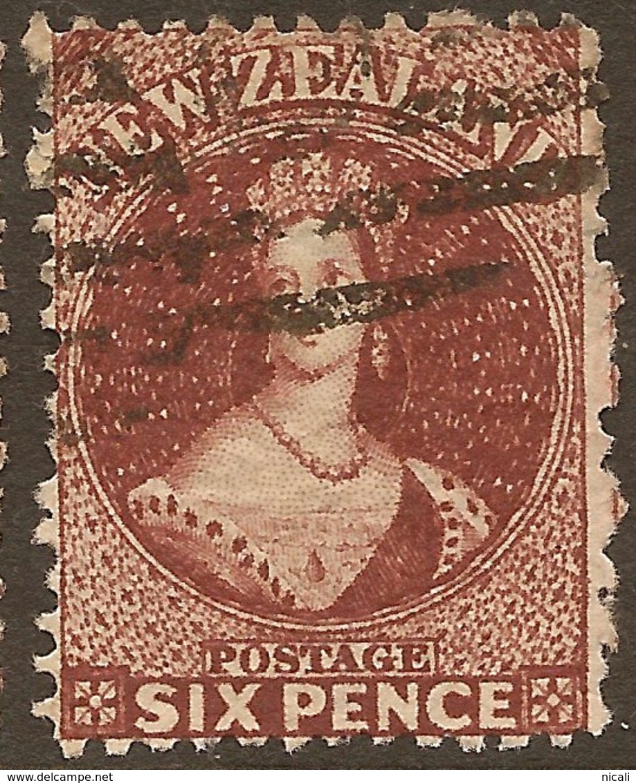 NZ 1864 FFQ 6d Red-brown SG 122 U #AID133 - Used Stamps