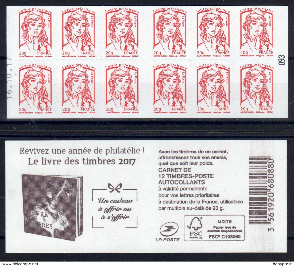 CARNET 1214-C12 / 12 CIAPPA TVP R..TRES CURIEUX Avec 20g...VARIETE? + DATE 16.10.17 / " Le Livre Des Timbres 2017 " NEUF - Autres & Non Classés