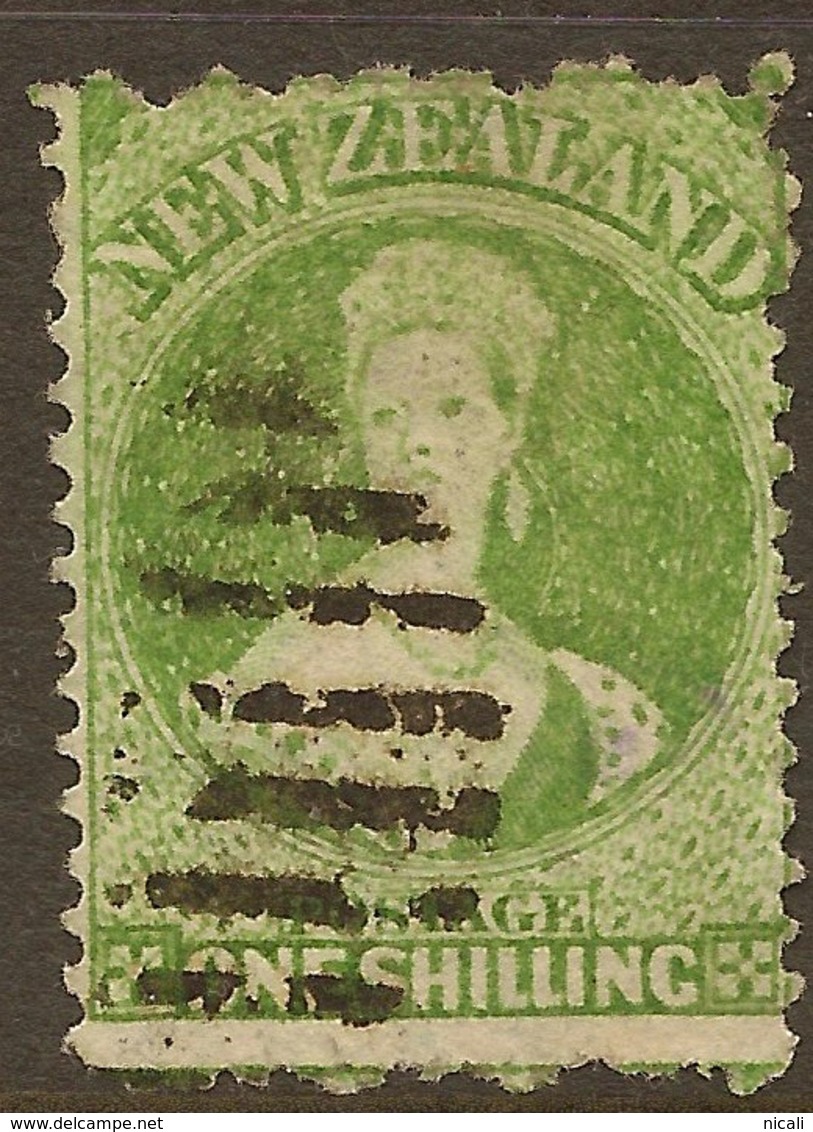 NZ 1864 FFQ 1/- Green SG 124 U #AID143 - Used Stamps