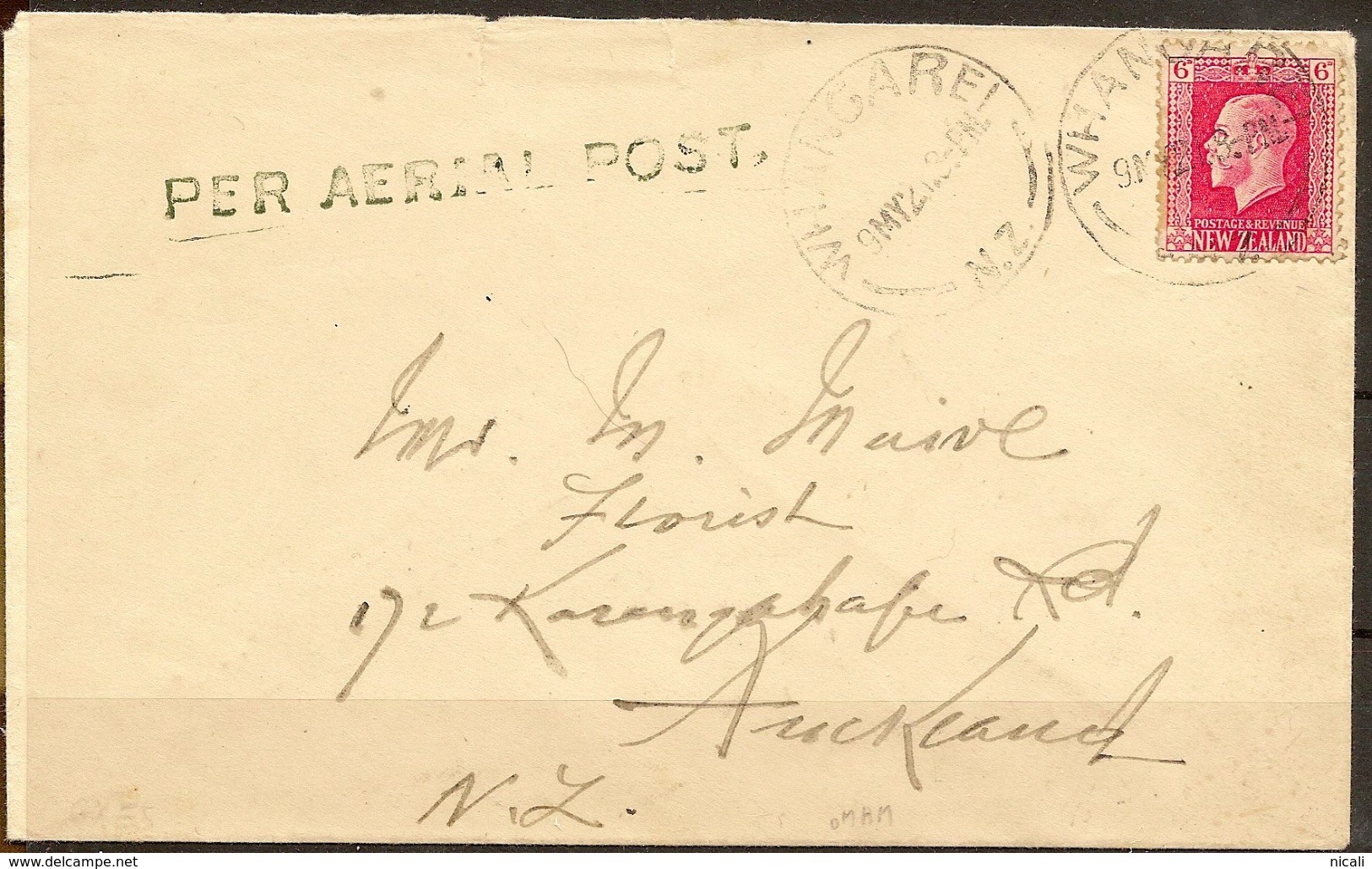 NZ 1921 Airmail Cover Forgery? U #AID311 - Luchtpost