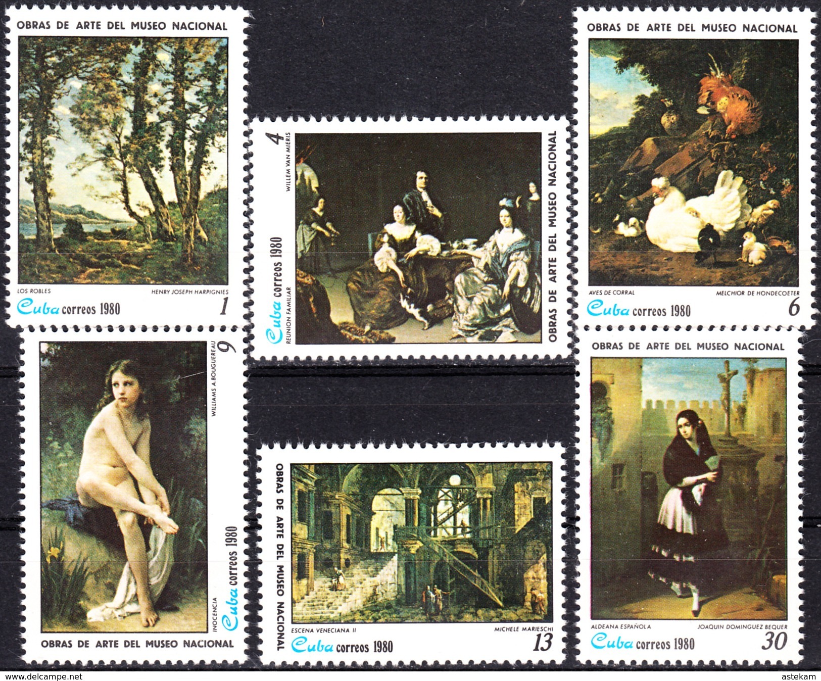 CUBA 1980, ART, PAINTINGS From The NATIONAL GALLERY, COMPLETE MNH SET, GOOD QUALITY, *** - Unused Stamps