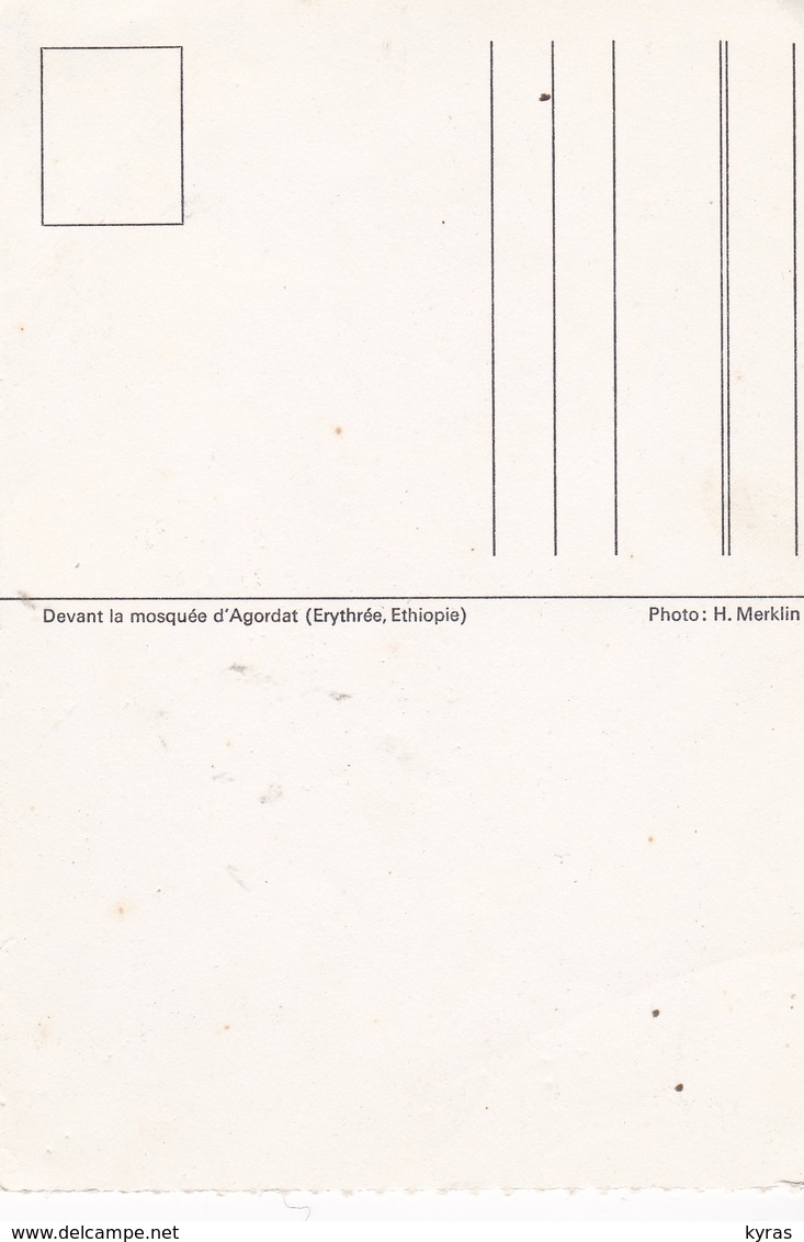 CPSM 10X15 . ETHIOPIE. Erythrée  Devant  Mosquée D' Agordat ( Chamelier & Sa Caravane De Chameaux Cargaison De Nattes?) - Ethiopie