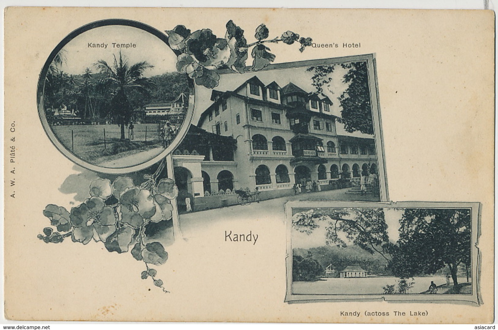 Kandy Pionneer Card Queens Hotel Platé - Sri Lanka (Ceylon)