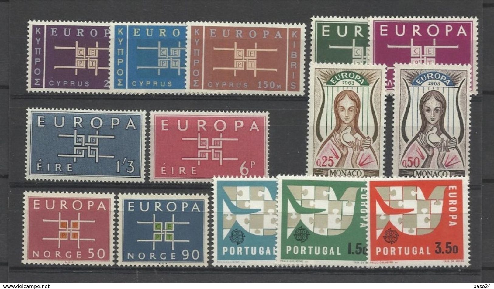 1963 EUROPA CEPT EUROPE ANNATA  YEAR 19 Paesi (36 Valori) MNH** - 1963