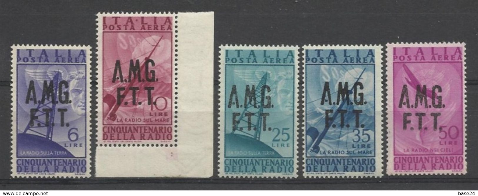 1947 Italia Italy Trieste A  AEREA RADIO 6L, 10L, 25L, 35L, 50L MNH** - Luftpost