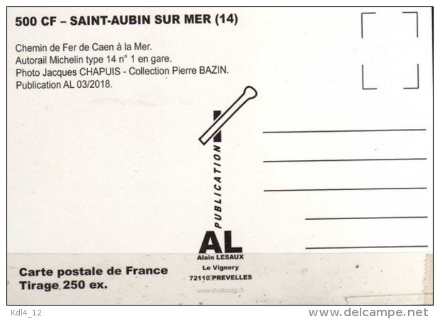 AL 500 - Autorail Michelin Type 14 En Gare - SAINT-AUBIN SUR MER - Calvados 14 - CM - Saint Aubin