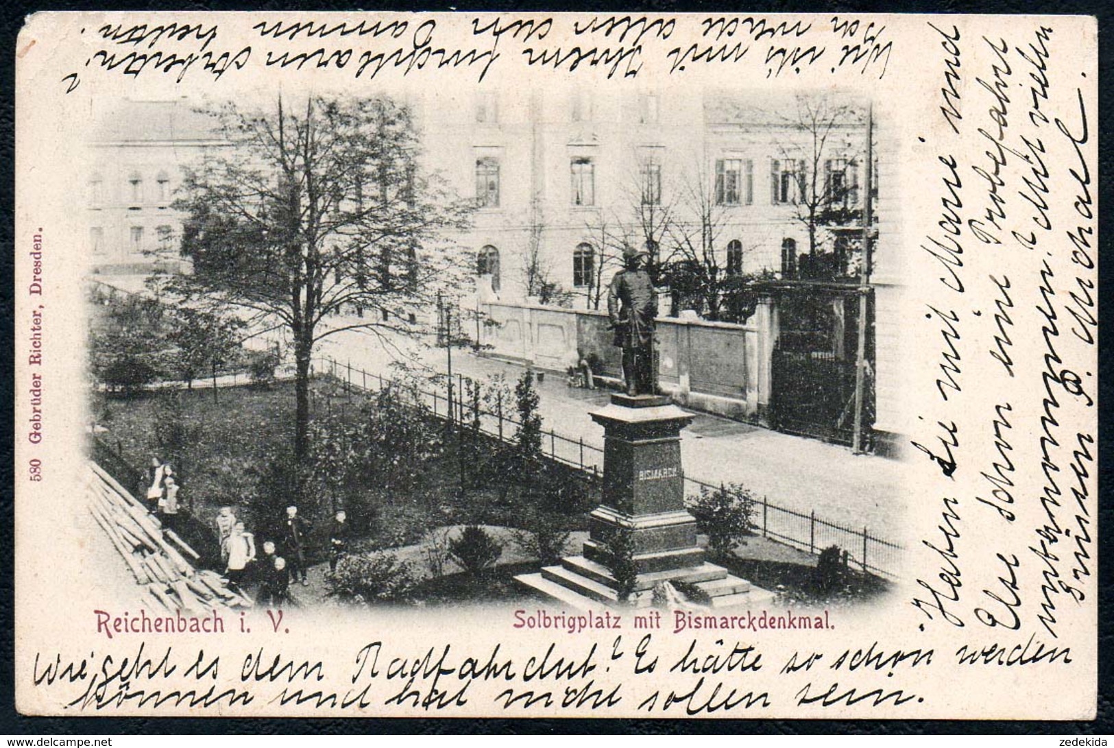 B2727 - Reichenbach - Solbrigplatz Mit Bismarckdenkmal Denkmal - Richter Dresden - Gel 1904 - Reichenbach I. Vogtl.