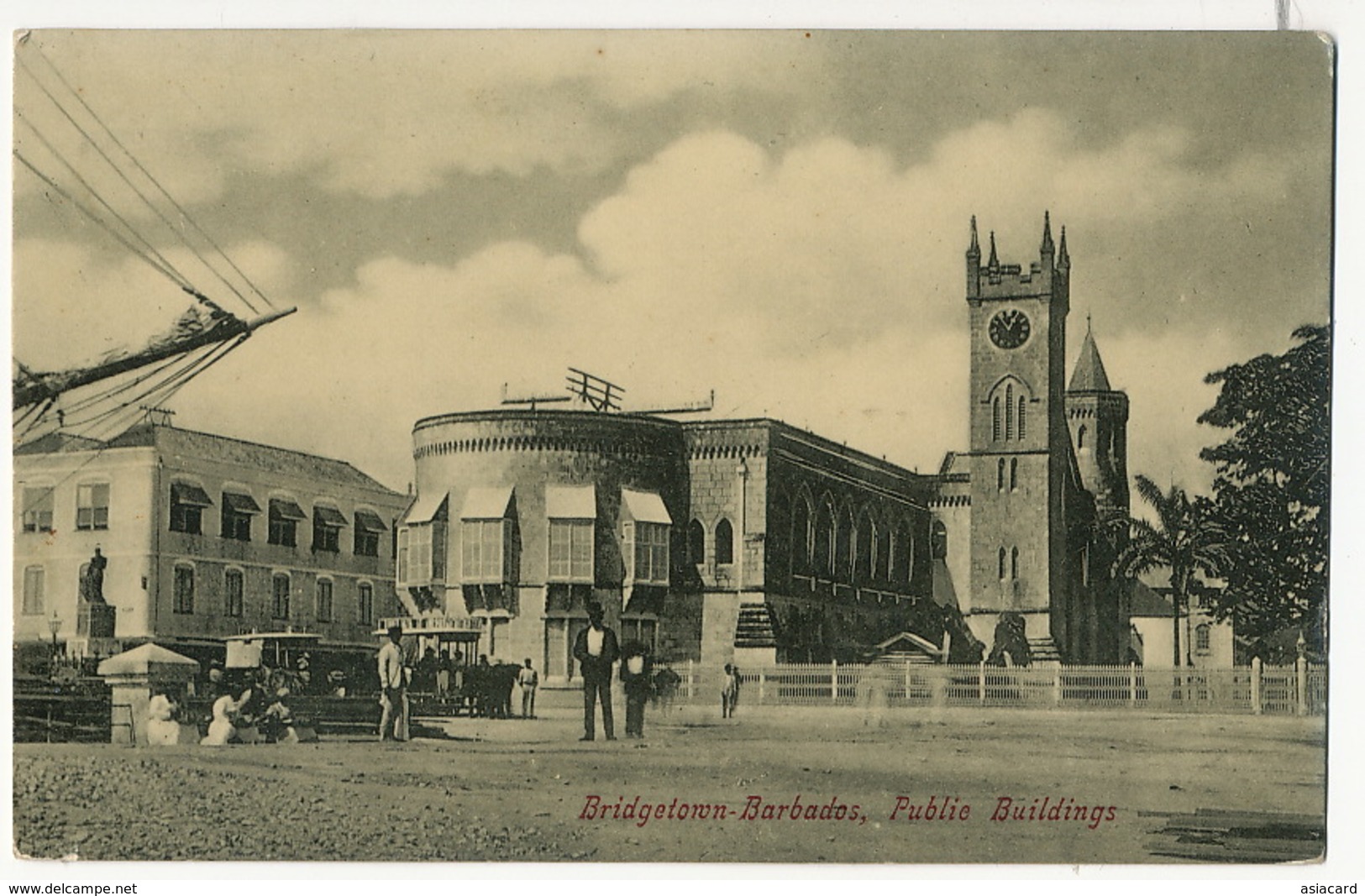 Barbados Bridgetown Public Buildings Horse Tram Tramway - Barbades