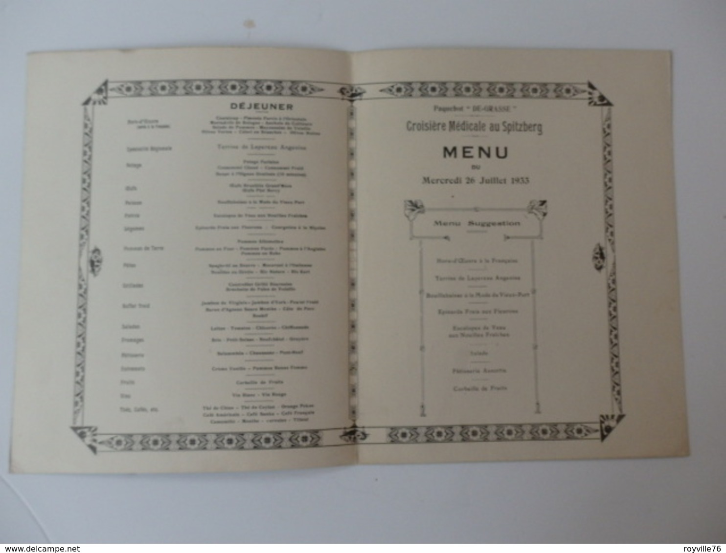 Menu Du Paquebot De La Cie Transatlantique "De Grasse"  Croisière Médicale Au Spitzberg. - Lesezeichen