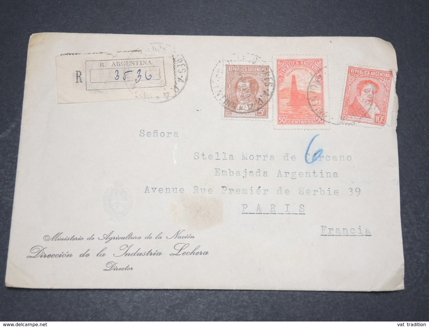 ARGENTINE - Enveloppe En Recommandé Pour Paris En 1939 - L 15286 - Cartas & Documentos