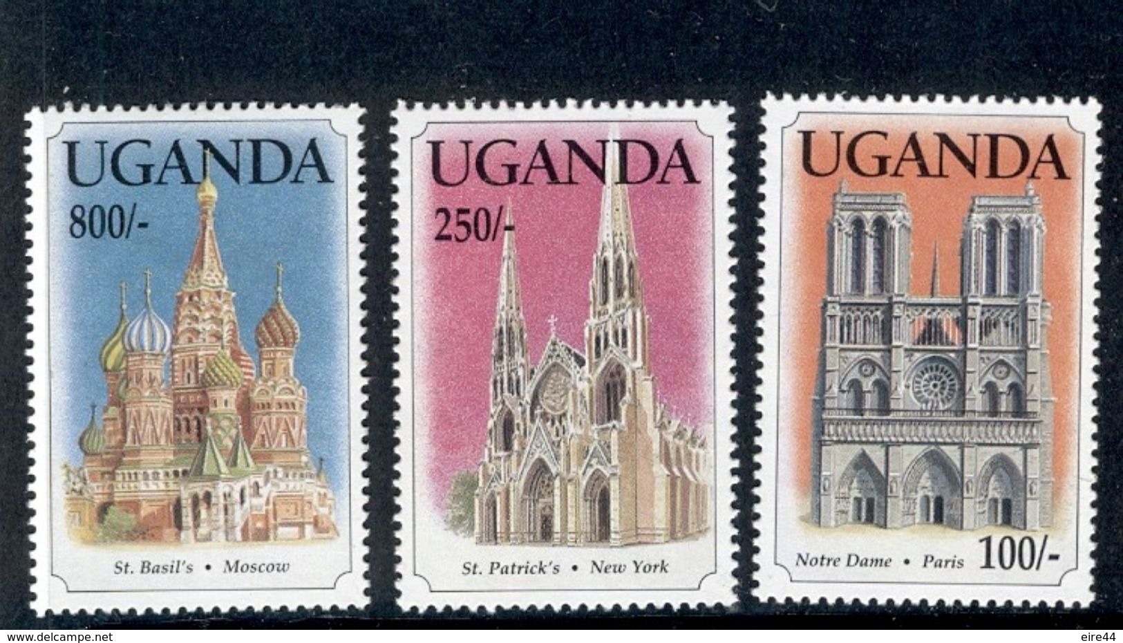 Uganda 1993  Cathedrals  Seville Athenes Ulm York Roskilde  Moscow New-York Paris    MNH - Ouganda (1962-...)