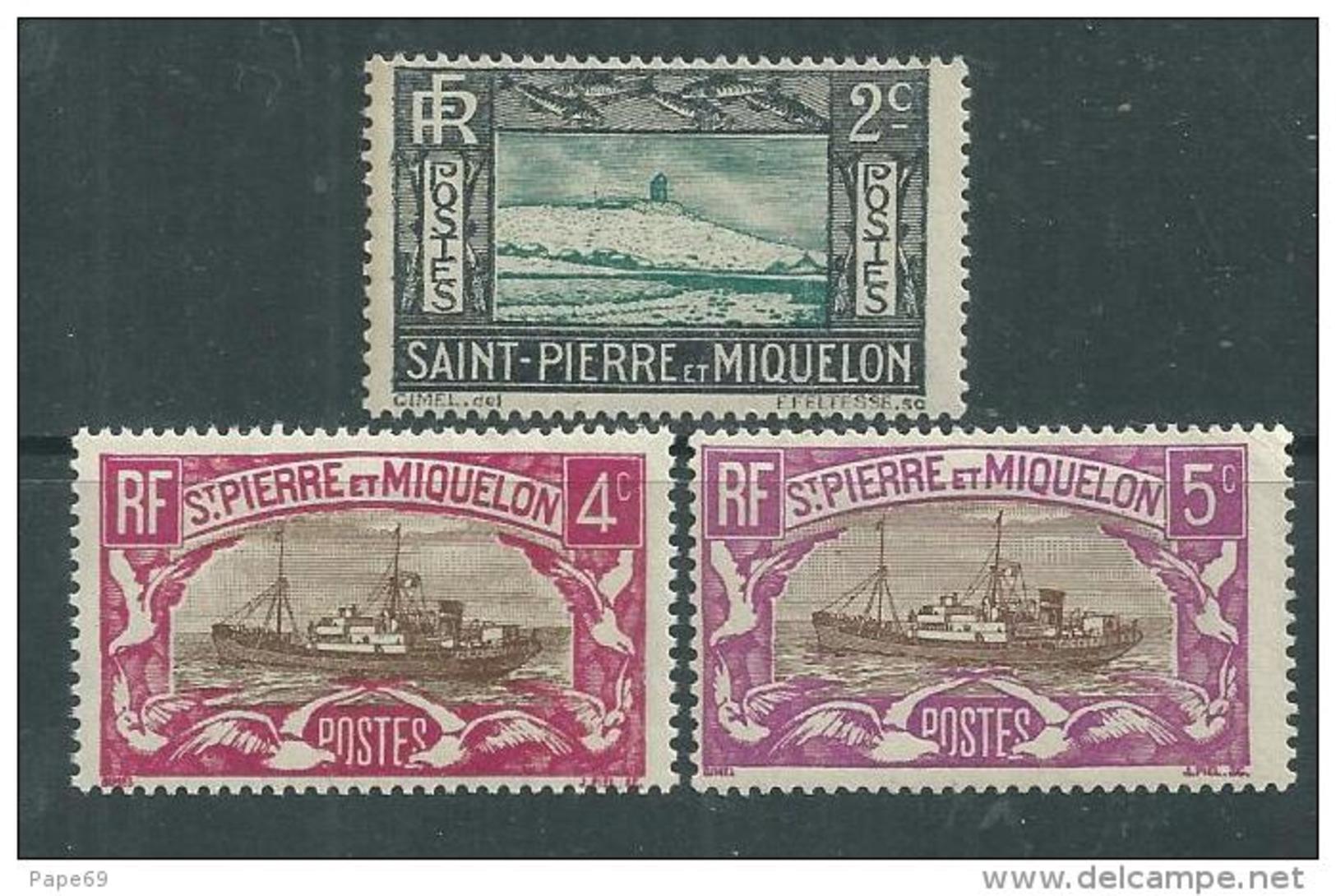 St Pierre Et Miquelon N° 137 / 39  XX Partie De Série, Les 3 Valeurs Sans Charnière  TB - Unused Stamps