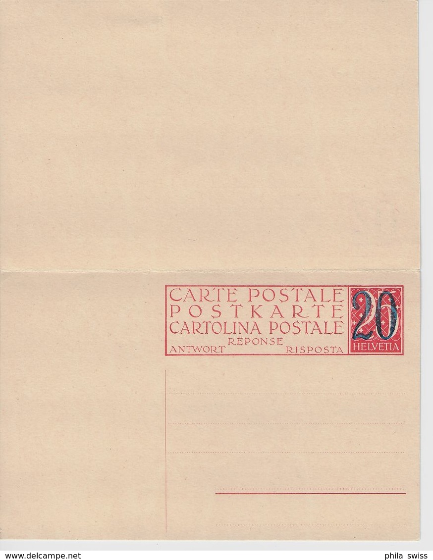 1924 Wertziffer PK 97 - Ungebraucht * - Bezahlter Antwort Reponse Payee Risposta Pagata - Postwaardestukken