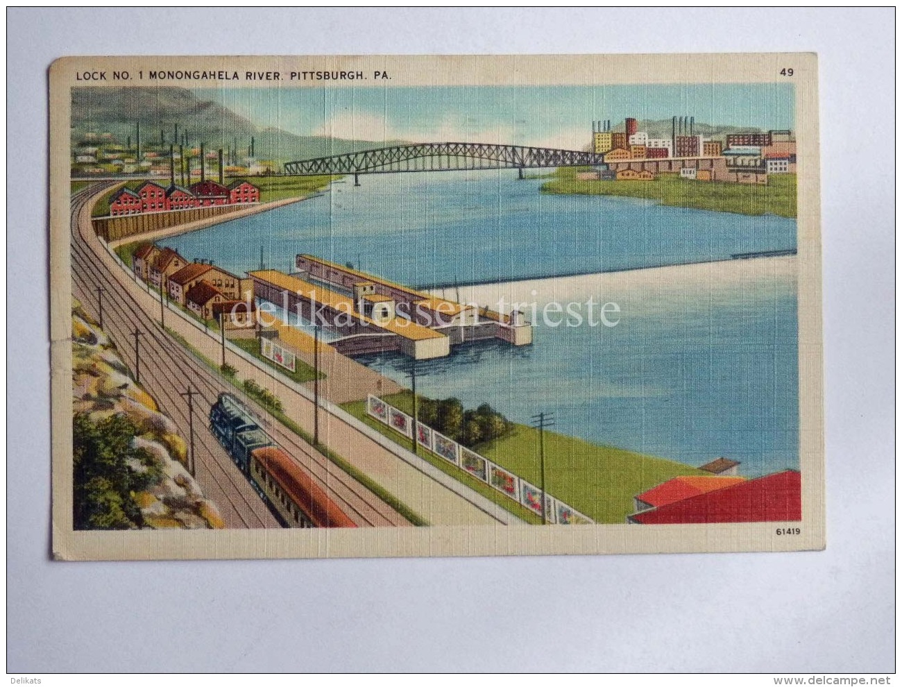 USA PITTSBURGH PA Monongahela River TRAIN Old Postcard - Pittsburgh