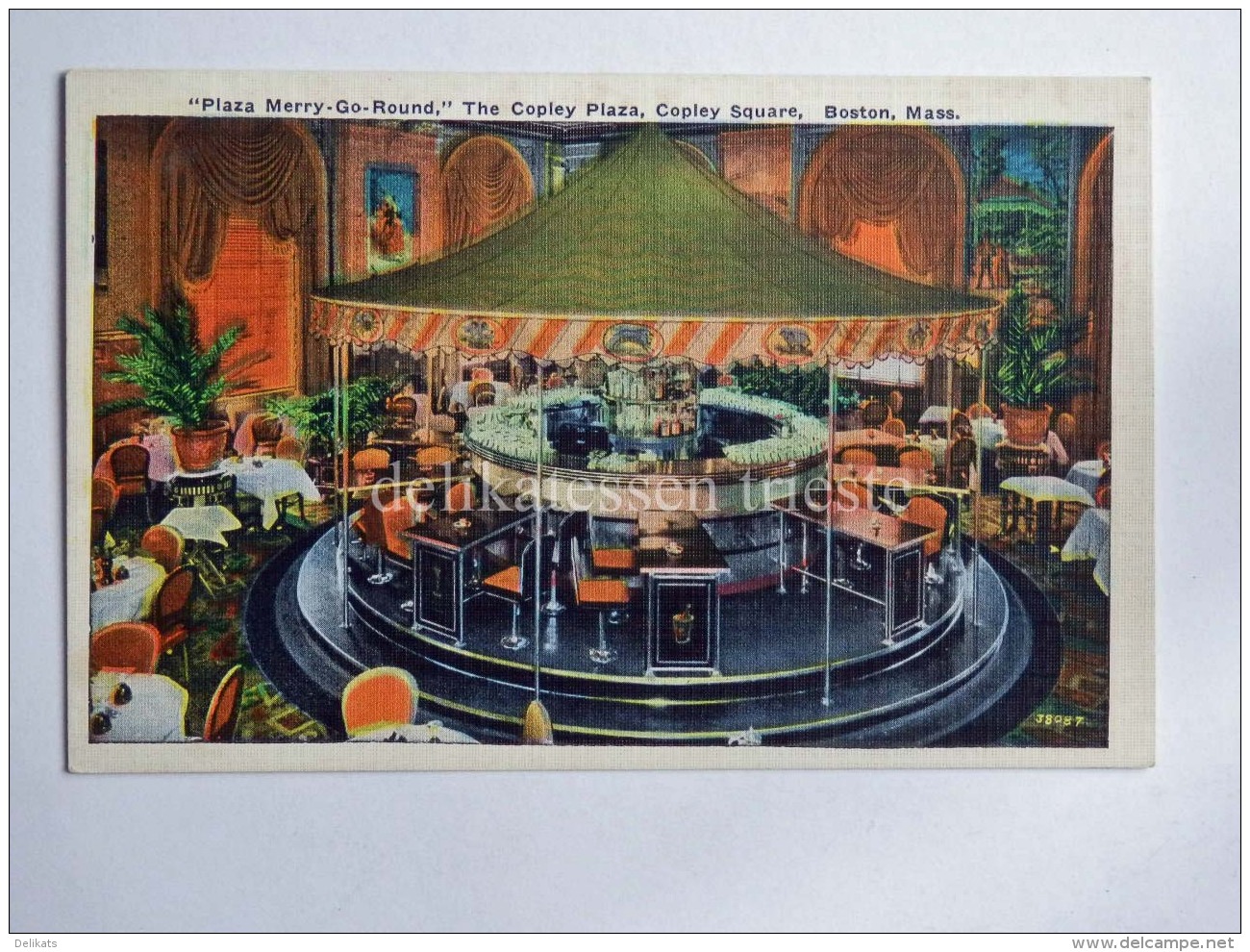 USA BOSTON Mass. Plaza Merry Go Round Copley Square Old Postcard - Boston