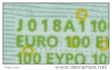 S ITALIA 100 EURO J018 A1 -  FIRST POSITION - TRICHET   UNC - 100 Euro