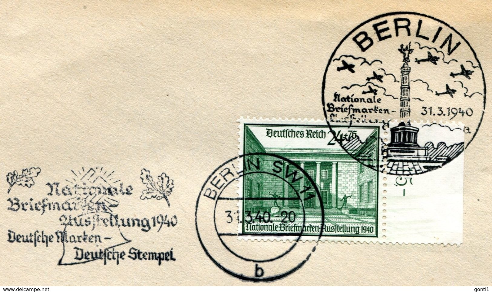 German Empires1940 Stempelbeleg Mi.Nr.743 Mit MWST Und SST"Berlin Und Berlin SW11-Nationale Briefmarken Ausst.. "1 Cover - Lettres & Documents
