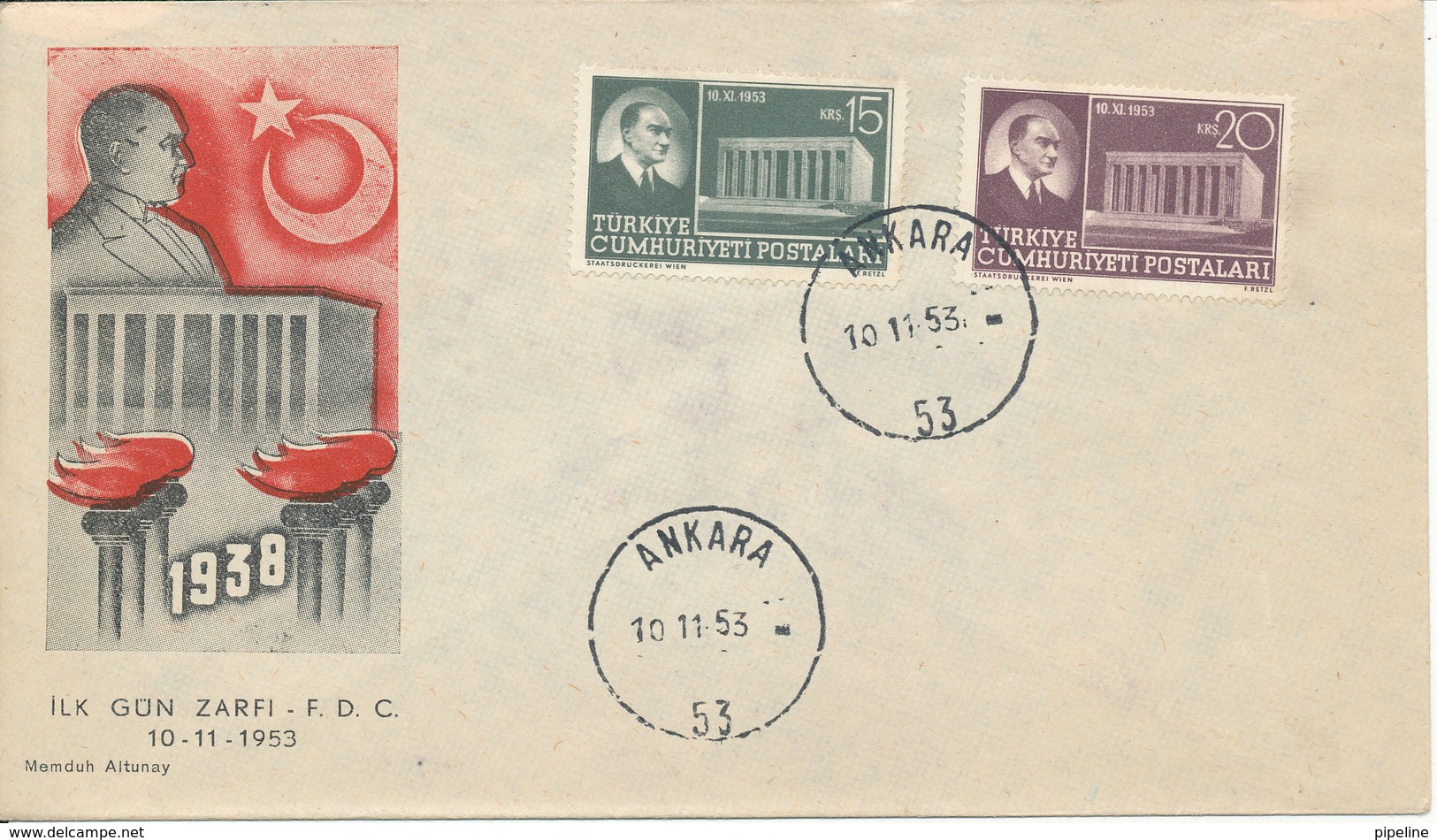 Turkey FDC 10-11-1953 Opening Of The Mausoleum Of Ataturk With Cachet Nice Cover - FDC