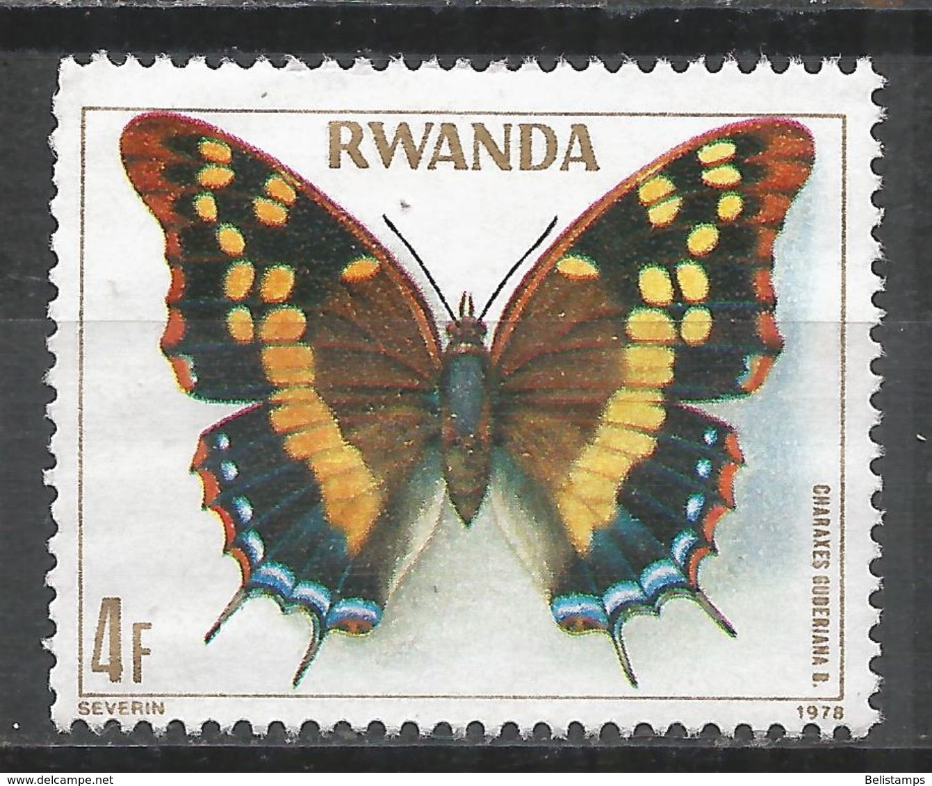 Rwanda 1979. Scott #908 (U) Charaxes Guderiana, Butterfly - Oblitérés