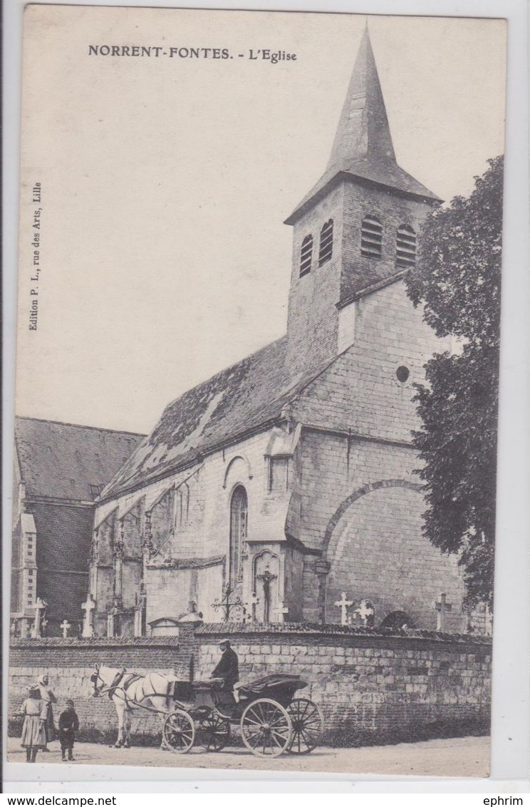 NORRENT-FONTES - L'Eglise - Attelage - Other & Unclassified