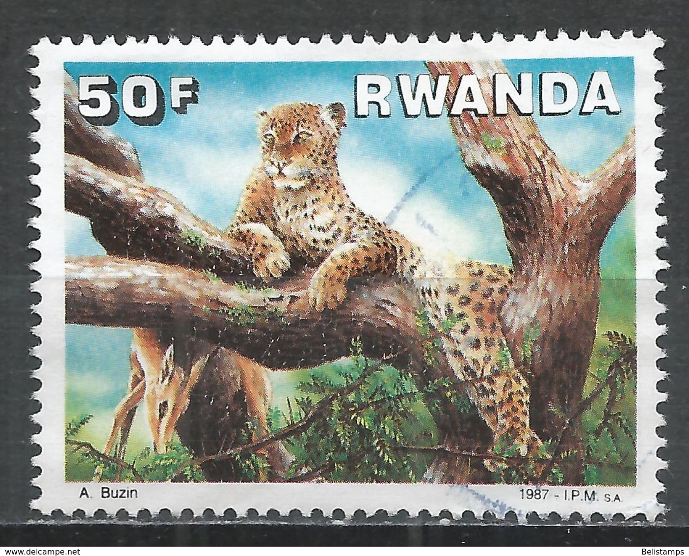 Rwanda 1987. Scott #1295 (U) Animal, Leopard * - Oblitérés