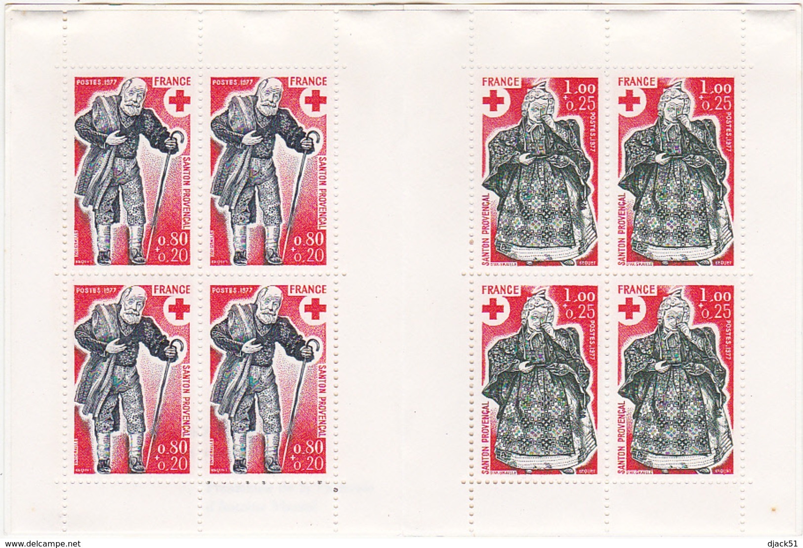 1977 - CROIX-ROUGE FRANCAISE / 2 X 4 Timbres (Stamps) / Carnet / Booklet / Red-Cross - Croix Rouge