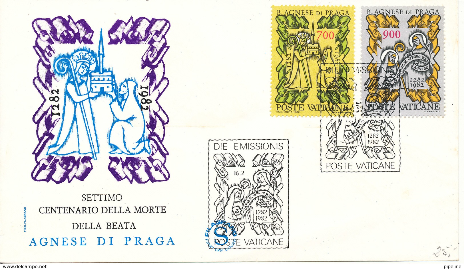 Vatican FDC 16-2-1982 The 500th Anniversary Of The Saintress Agnes Of Praha With Cachet - FDC