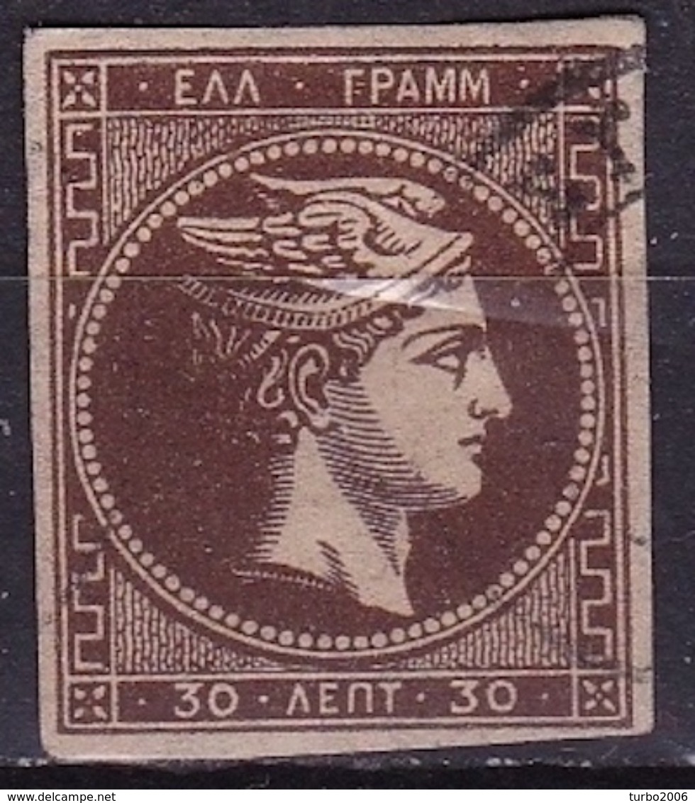 GREECE 1876 Large Hermes Head Athens Print 30 L Brown Vl. 59 - Usados